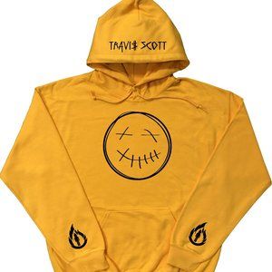 Travis Scott Smile Face Hoodie Gold (Black Print)